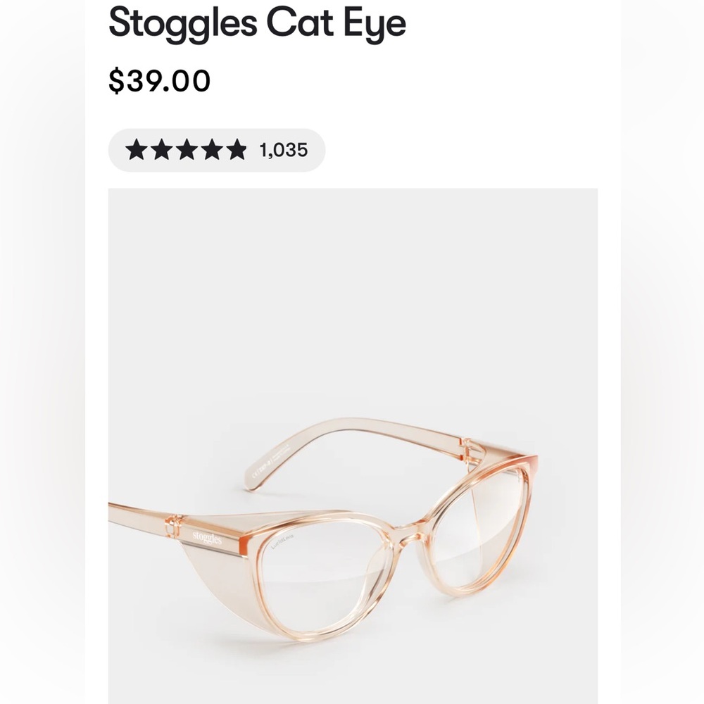 STOGGLES Cat Eye Safety Glasses Peach